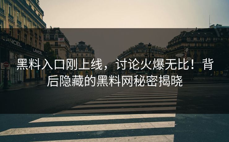 黑料入口刚上线，讨论火爆无比！背后隐藏的黑料网秘密揭晓
