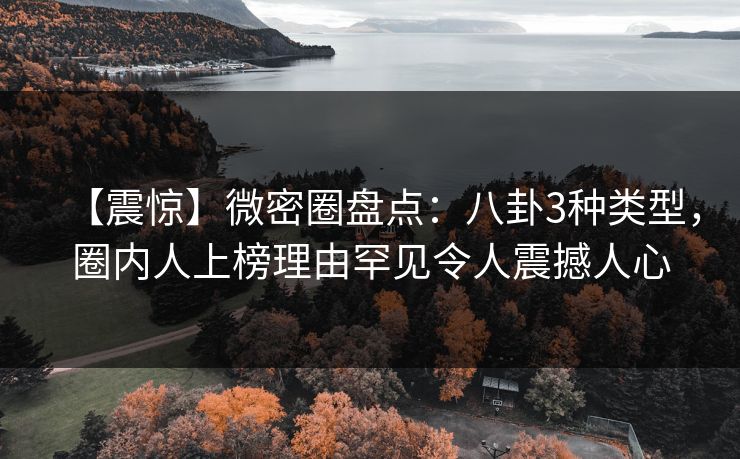 【震惊】微密圈盘点：八卦3种类型，圈内人上榜理由罕见令人震撼人心